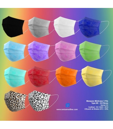 Masque médical - 3 plis - Colors
